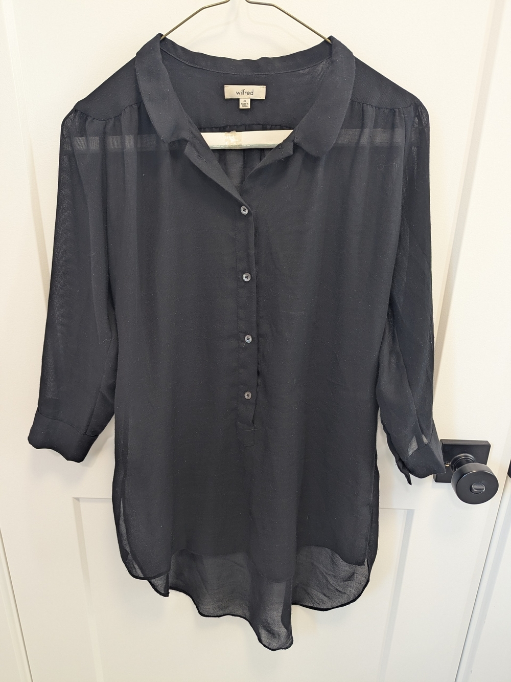Aritzia Wilfred Sheer Black Tunic Blouse - Picture 2 of 7